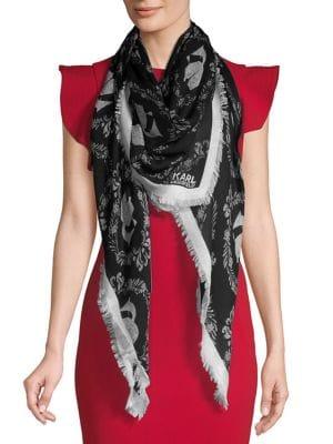 Karl Lagerfeld Paris Damask Logo Square Scarf