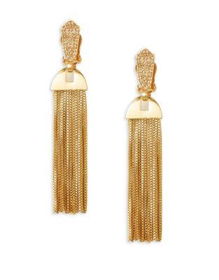 Vince Camuto Crystal Tassel Clip Earrings