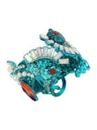 Betsey Johnson Sealife Faux Pearl And Crystal Seahorse Hinge Bracelet