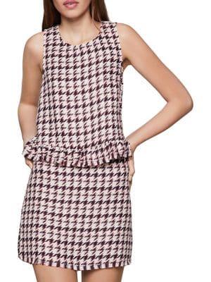 Bcbgeneration Frayed Houndstooth Sleeveless Top