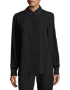 Ellen Tracy Collared Button-front Blouse