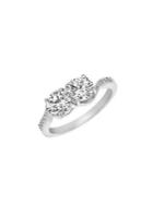 Lord & Taylor Rhodium-plated 925 Sterling Silver & Cubic Zirconia Double Round Forever Together Engagement Ring