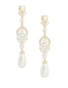 Nadri Faux Pearl And Stone-accented Clip-on Drop Earrings