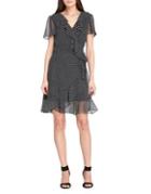 Tahari Arthur S. Levine Short Sleeve Ruffle Wrap Dress