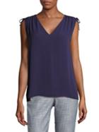 Lord & Taylor Sophia Solid V-neck Top