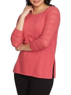 Chaus Graceful Blooms Pointelle Cotton Sweater