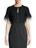 Aidan By Aidan Mattox Feather Trimmed Bolero