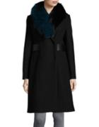 1 Madison Fox Fur Trim Coat