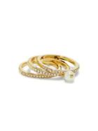 Vince Camuto Faux Pearl & Crystal Stackable Ring
