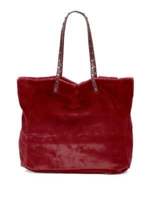 Sam Edelman Faux Fur Nailhead-trim Tote Bag