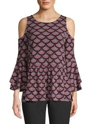 Michael Michael Kors Scalloped Cold Shoulder Top