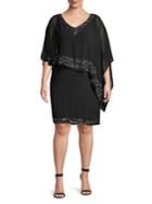 J Kara Plus Embellished Cape Shift Dress