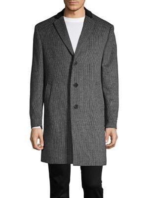 Calvin Klein Chesterfield Gingham Button Jacket