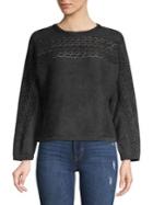 1.state Cable Knit Crochet Trimmed Sweater