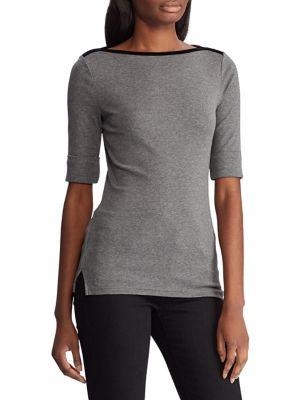 Lauren Ralph Lauren Elbow-sleeve Boatneck Top
