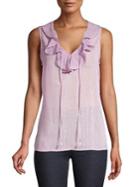 Ellen Tracy Printed Ruffle-neck Top