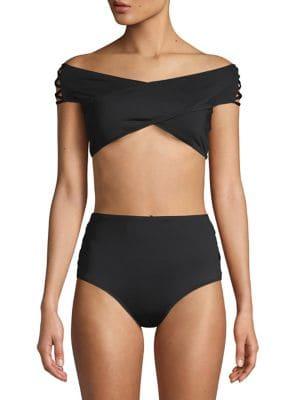 Mandalay Off-the-shoulder Crisscross Swim Top