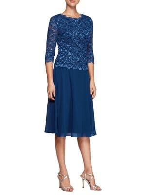 Alex Evenings Plus Lace Fit-&-flare Dress