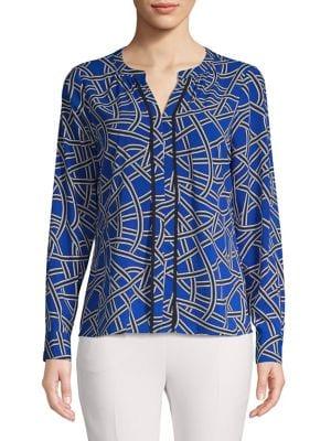 Calvin Klein Printed Split Neck Top