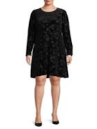 Calvin Klein Plus Long Sleeve Velvet Burnout Dress