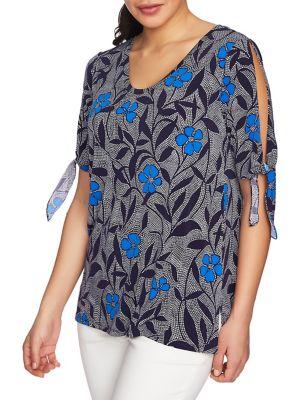 Chaus Slit-sleeve Pacific Blooms Top