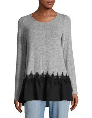 Design Lab Lord & Taylor Heathered Contrast Top