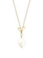 Nadri 18k Goldplated, 10-11mm White Rice Pearl Pendant & Petal Charm Necklace
