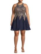 Xscape Plus Embellished Chiffon Fit-&-flare Dress