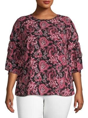 Michael Michael Kors Plus Plus Sweetheart Paisley Top