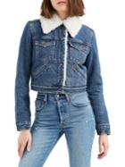 Levi's Extra Styled Faux Shearling-trimmed Denim Trucker Jacket