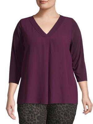 Calvin Klein Plus Chiffon Long-sleeve Top