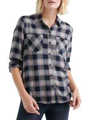 Lucky Brand Plaid Button-front Pocket Shirt