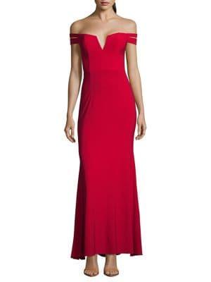 Xscape Petite Off-the-shoulder Trumpet Gown