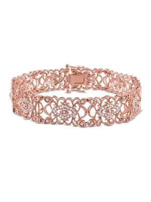Sonatina 14k Rose Gold & Diamond Scroll Filigree Bangle Bracelet