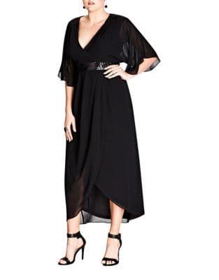 City Chic Plus Sequin Wrap Maxi Dress