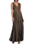 Bcbgmaxazria Embroidered Tulle Pleated Dress