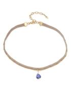 Nadri Crystal Pendant Leather Layered Necklace