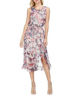 Vince Camuto Sapphire Sheen Ruffled A-line Dress