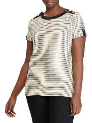 Lauren Ralph Lauren Plus Button Striped Top