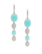 Nadri Sterling Silver, Faceted Stone And Pave Drop Earrings