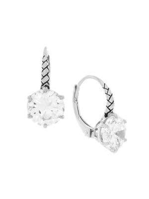 Etienne Aigner Cz Treasures Update Silvertone Leverback Earrings