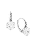 Etienne Aigner Cz Treasures Update Silvertone Leverback Earrings