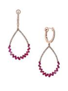Effy Diamond, Ruby, And 14k Rose Gold Drop Earrings