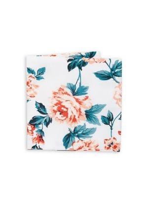 Black Brown Large Floral Pocket Square