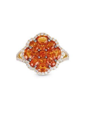 Marco Moore 18k Yellow Gold, Orange Sapphire & Diamond Ring