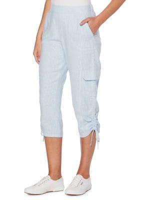 Rafaella Striped Linen & Cotton Blend Capri Pants