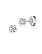 Crislu Classic Crystal, Sterling Silver And Pure Platinum Solitaire Brilliant Stud Earrings