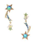 Betsey Johnson Celestial Crystal Shooting Star Mismatch Drop Earrings