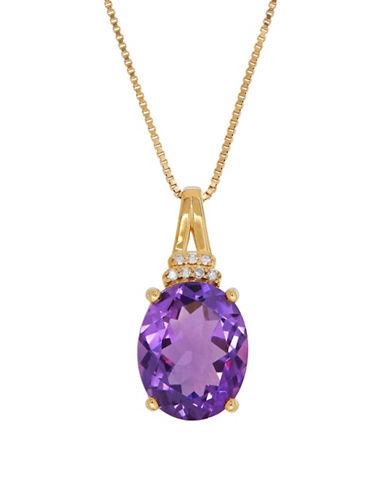 Lord & Taylor Andin Amethyst And 0.021 Tcw Diamond 14k Yellow Gold Pendant Necklace