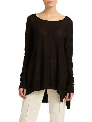 Donna Karan Linen Asymmetrical Hem Pullover